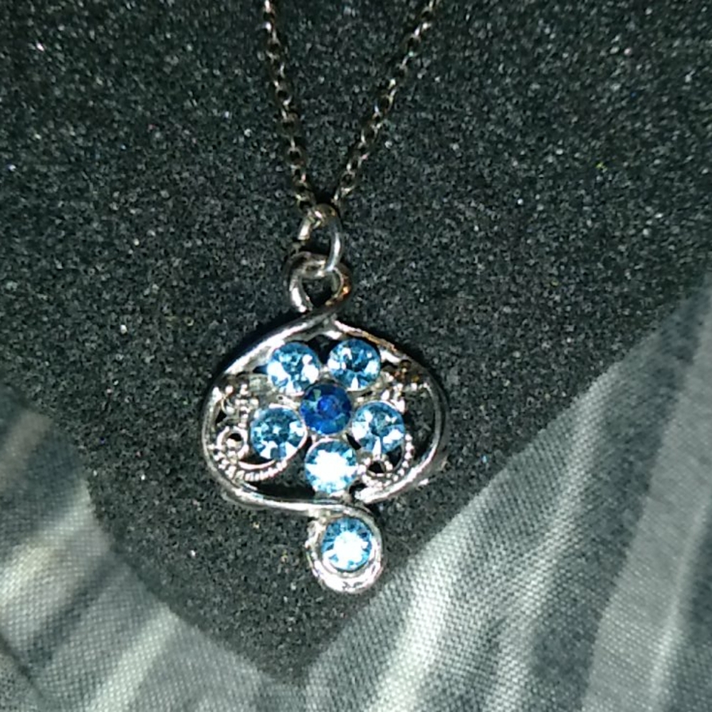 My grandma's vintage blue and silver necklace. $10